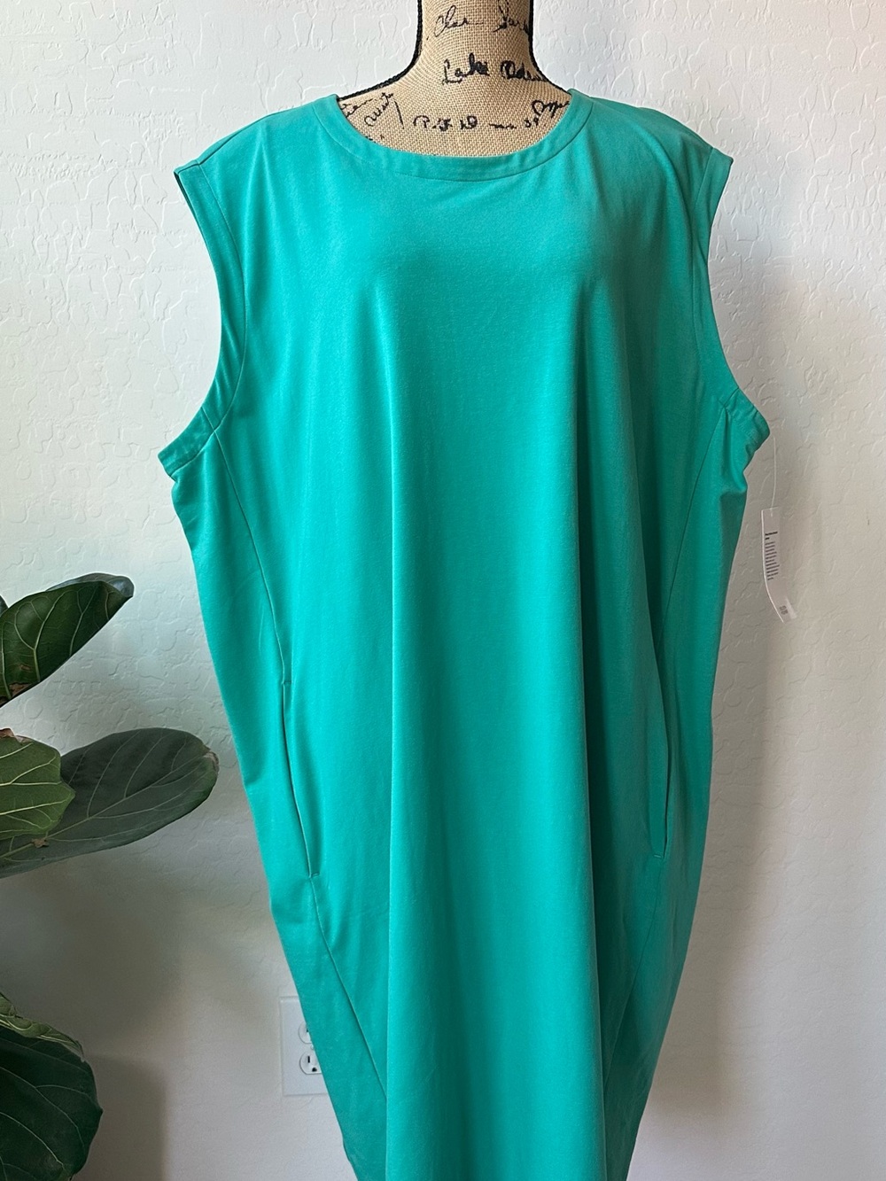 NWT Eileen Fisher Stretch Jersey Knit Round Neck Sleeveless Midi Dress Size 3X